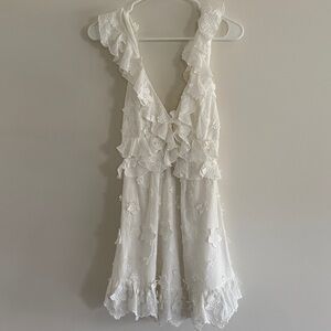 White Ruffled Sleeveless Dress